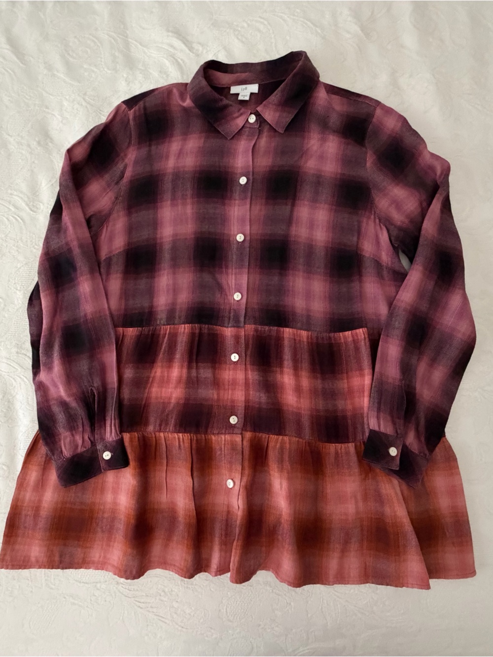 J. Jill Mauve-Purple Button Front Tiered Tunic